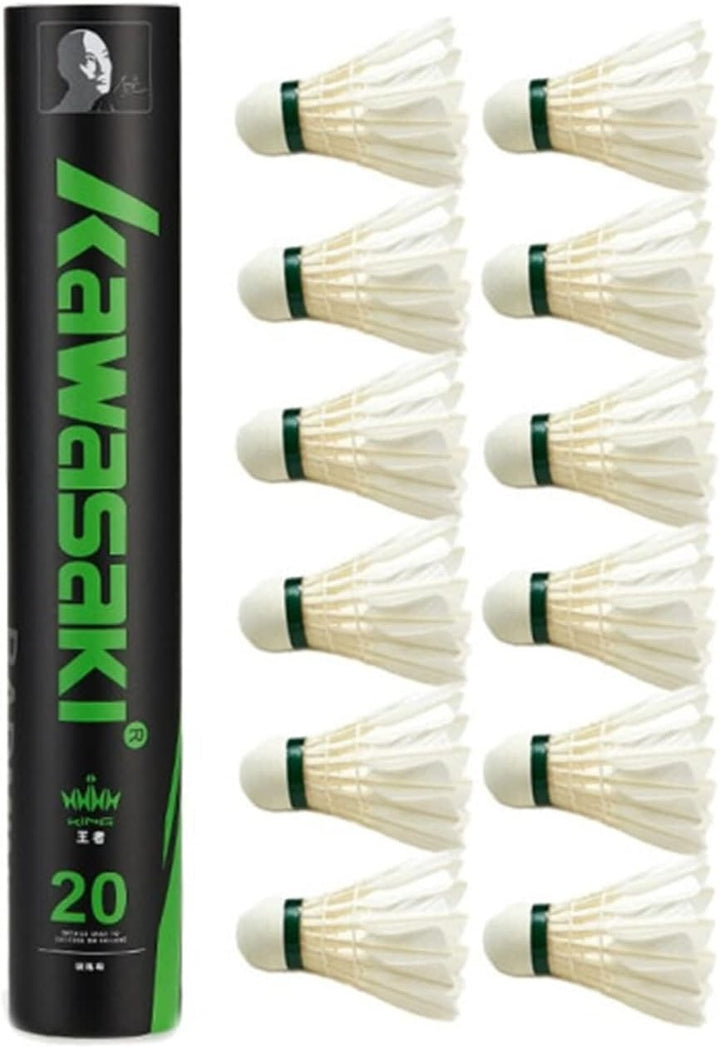 Kawasaki 12-Pack Intact Dack Feather Badminton Shuttlecocks with High Stability, Profession Badminton Balls Model 20 Speed 78