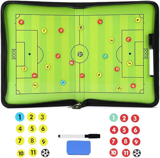 SPPHOENIX Foldable Football Coach Tactics Board Double-Sided Magnetic Coaching Clipboard, Strategy Planning Book Set