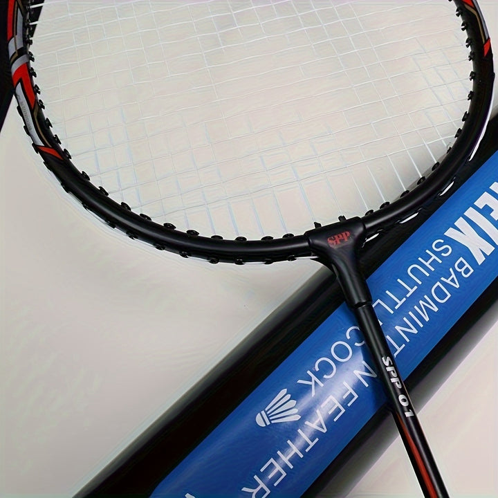 SPP 2 Player Strung Badminton Rackets SPP 01 with a Free Full Cove Black