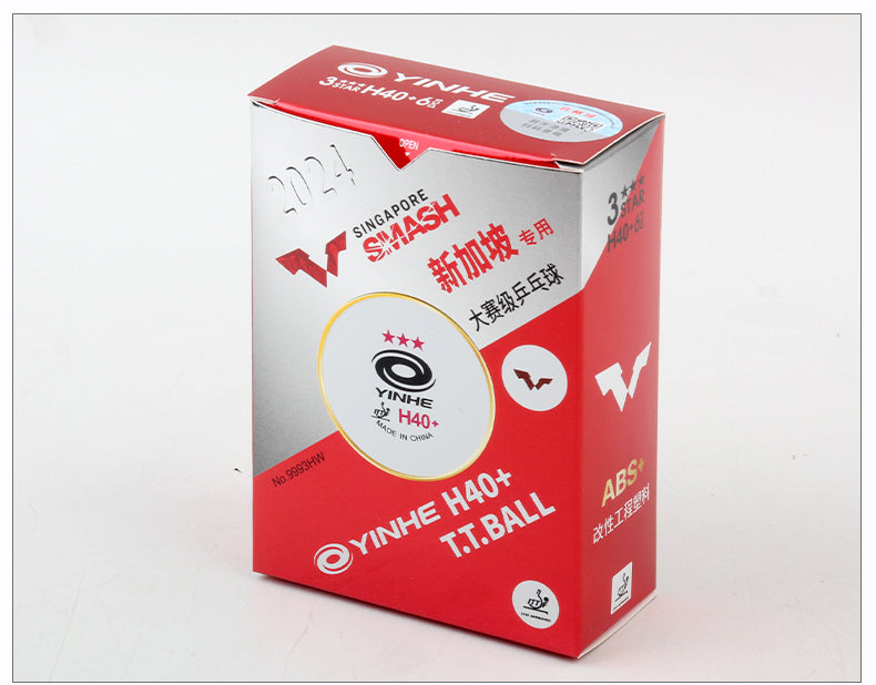 Yinhe H40+ Seamed Singapore Smash WTT 3 Star White 6PC Table Tennis Ball