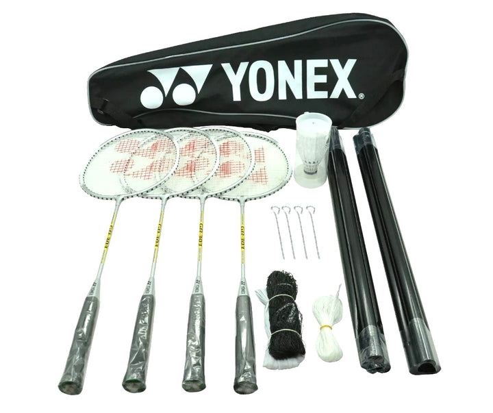 YONEX 4-Player Badminton Set 4Racket/Shuttlecocks/Net/Poles/Bag