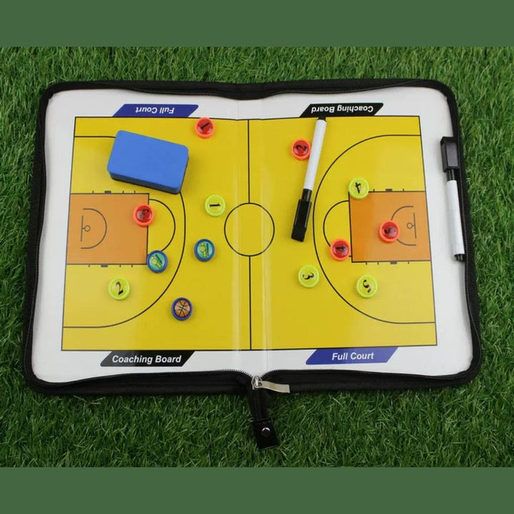 SPPHOENIX Foldable Basketball Coach Tactics Board Double-Sided Magnetic Coaching Clipboard, Strategy Planning Book Set