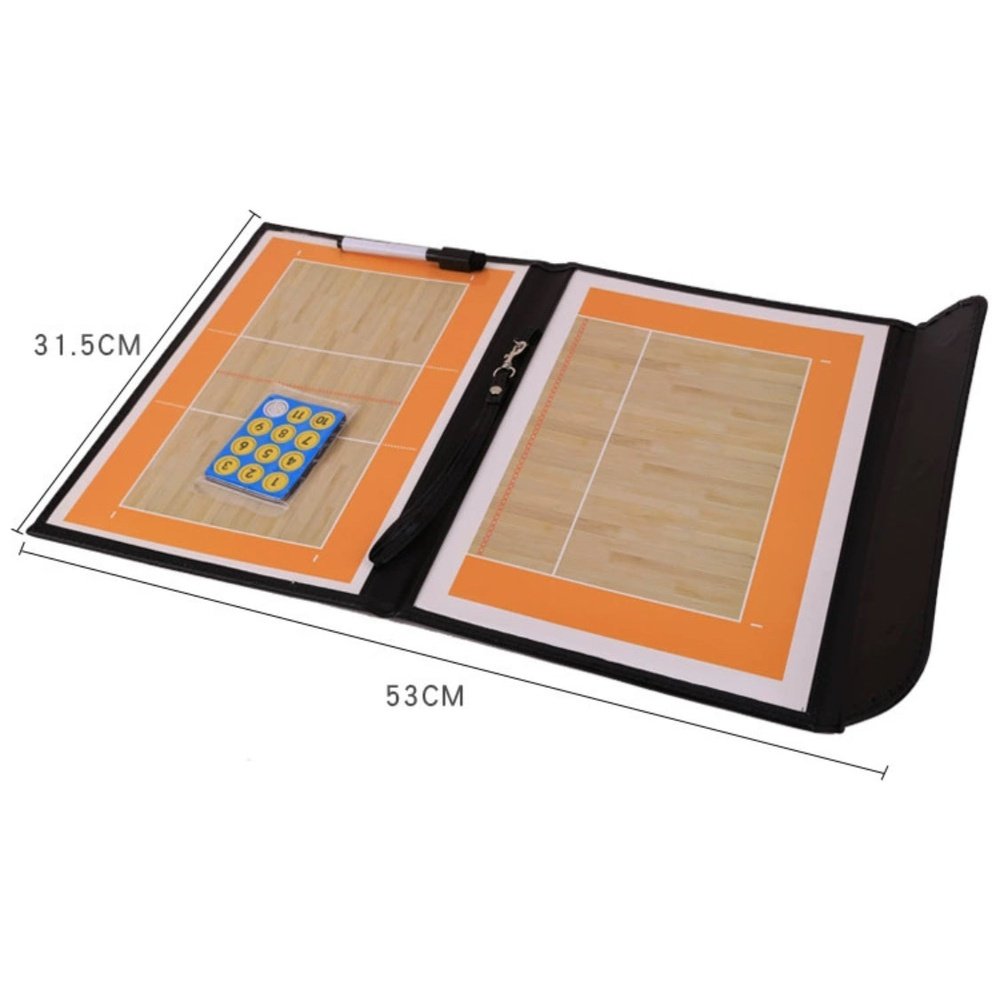 SPPHOENIX Foldable Volleyball Coach Tactics Board - Double-Sided Magnetic Coaching Clipboard, Strategy Planning Book Set