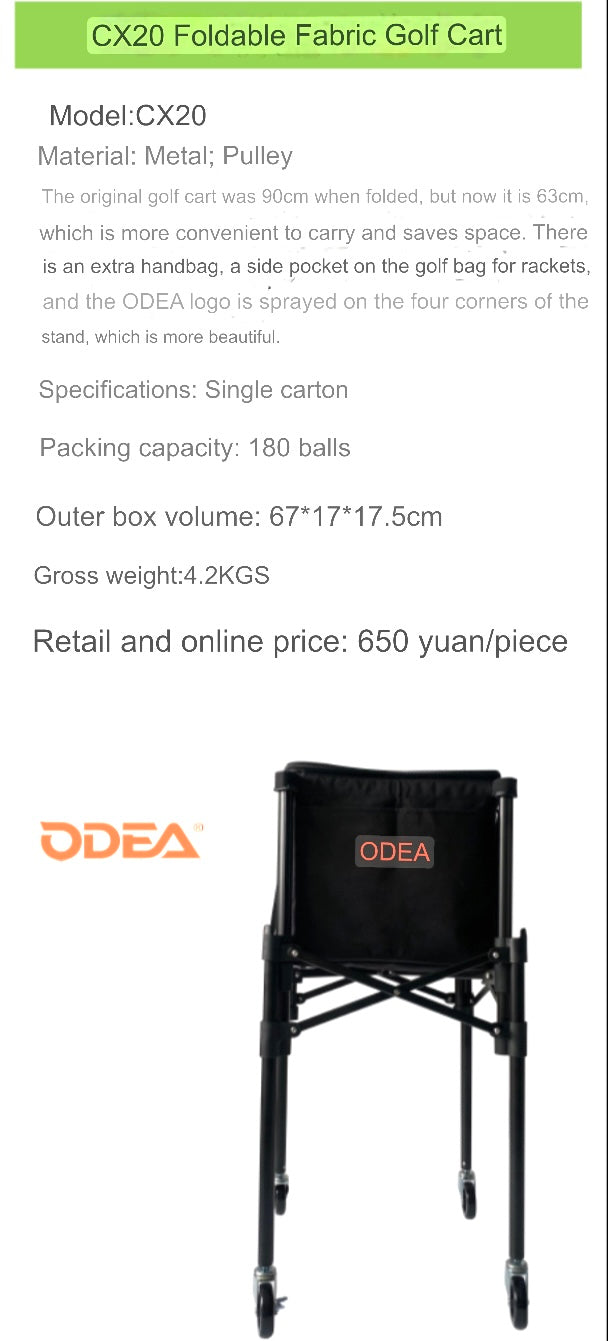 ODEA 180 Tennis Ball Baskets Foldable Cart Trolley