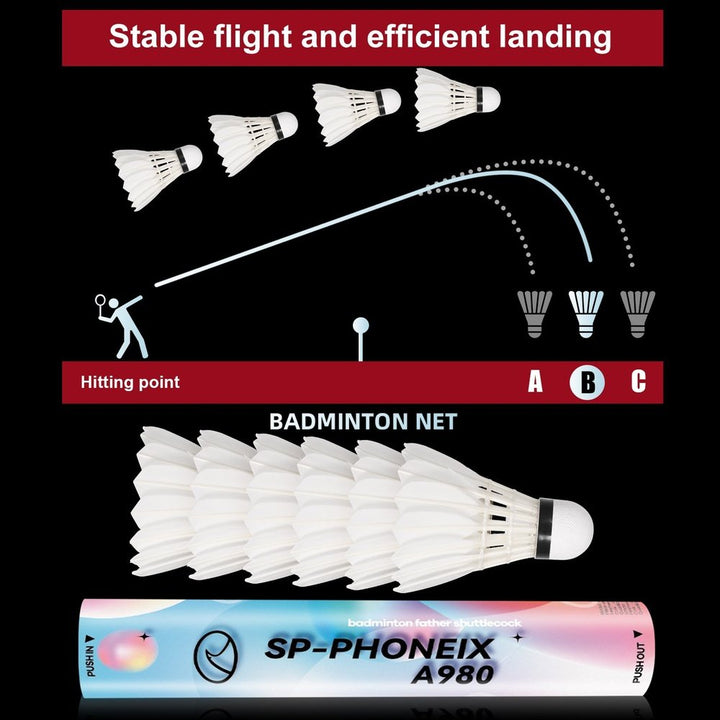 SPPHONEIX 908 Badminton Shuttlecocks Duck Feather  (Stable flight)