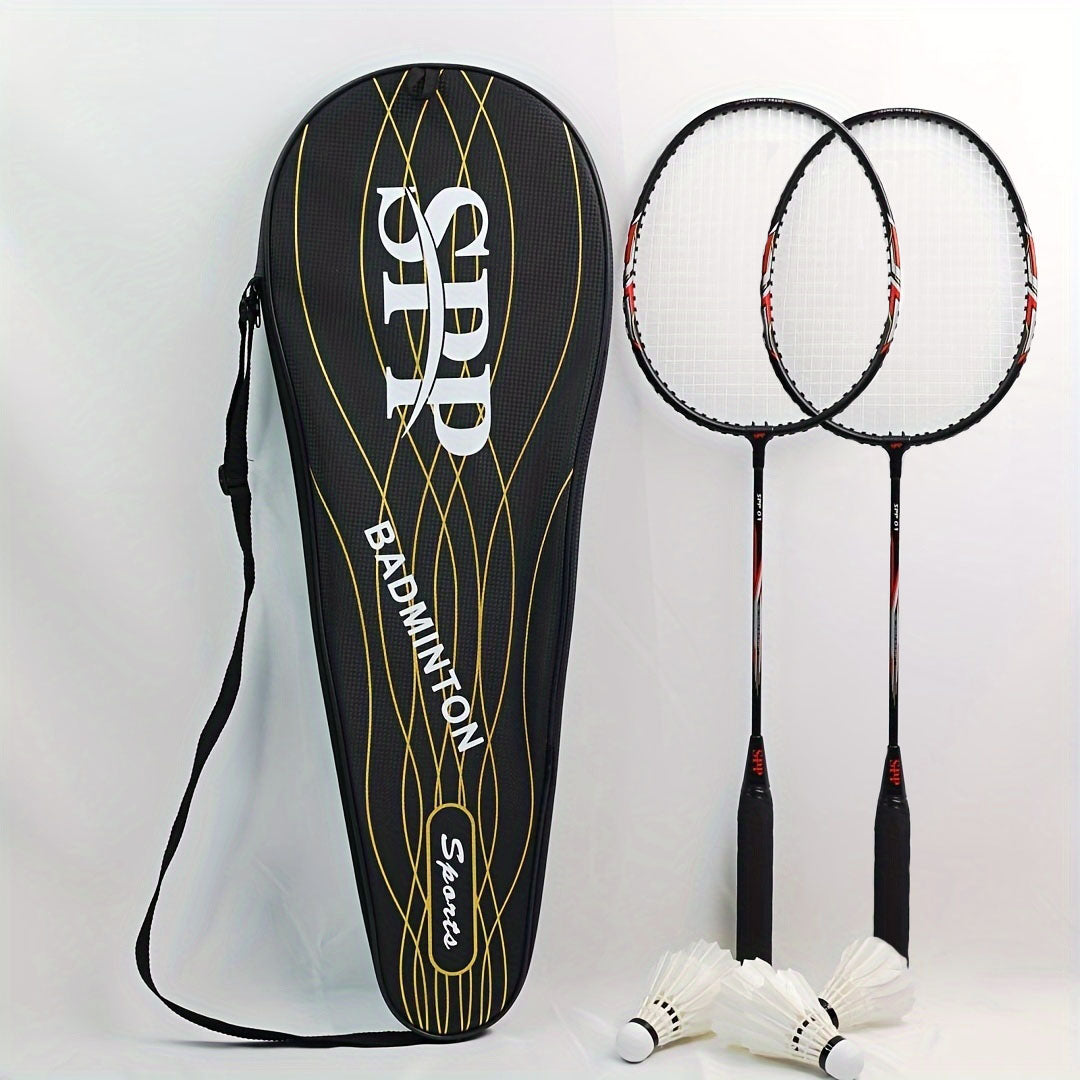 SPP 2 Player Strung Badminton Rackets SPP 01 with a Free Full Cove Black