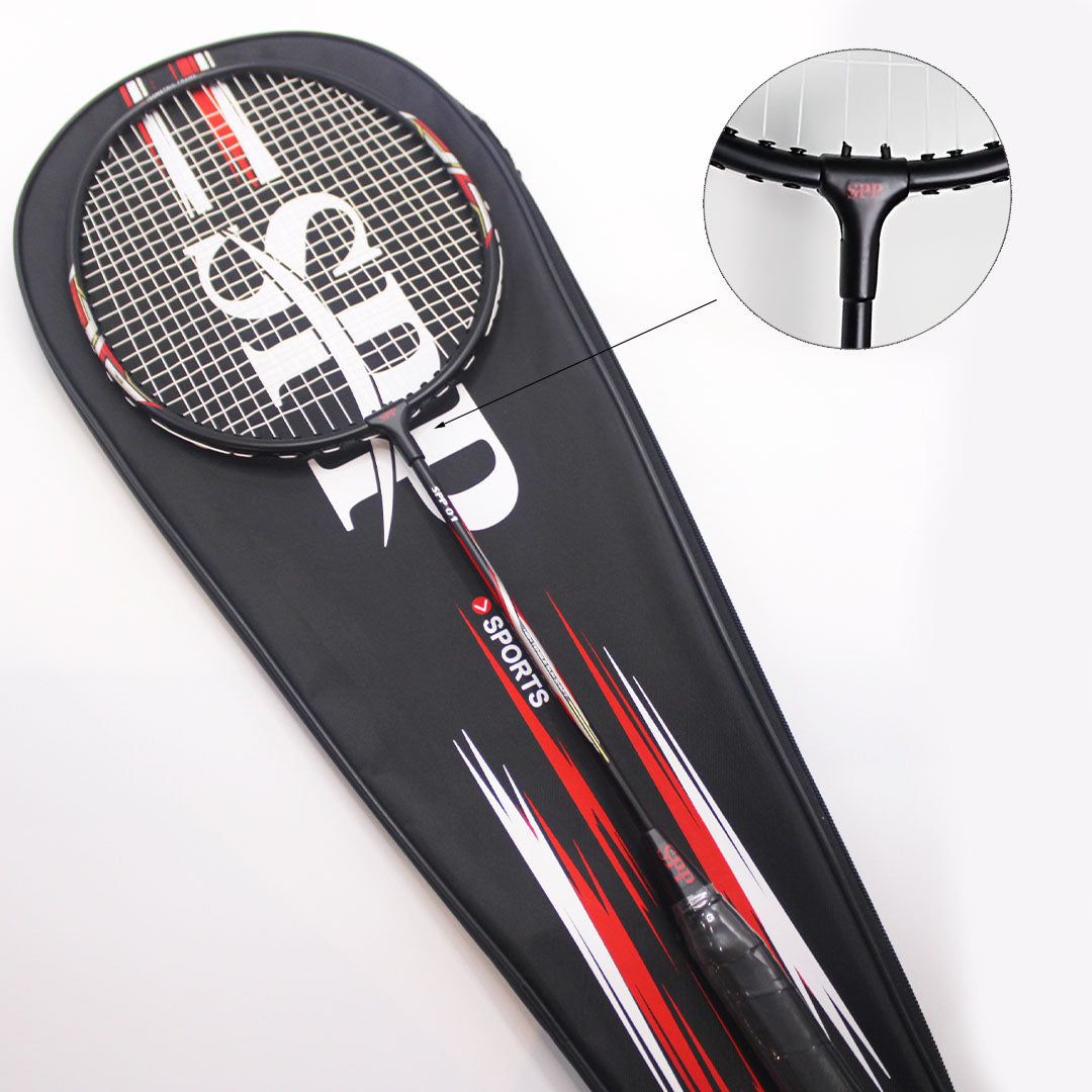 SPP 2 Player Strung Badminton Rackets SPP 01 with a Free Full Cove Black