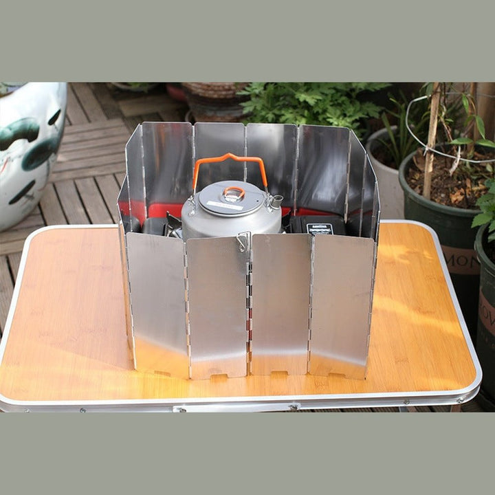 16 plates Foldable Aluminum Camping Cooker BBQ Gas Stove Wind Shield Screen AU