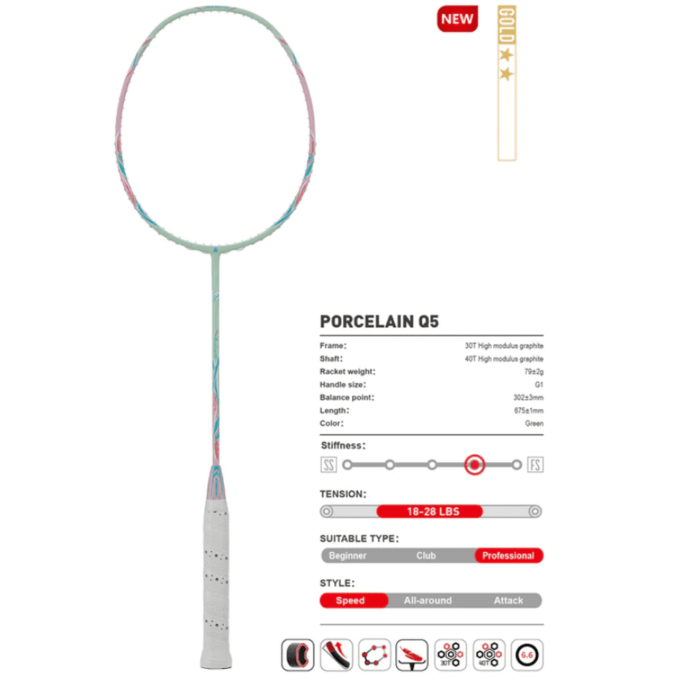 Kawasaki Porcelain Q5 Badminton Racket 83g max 30lbs – SP x SPORT